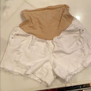 Jessica Simpson white maternity cut off shorts